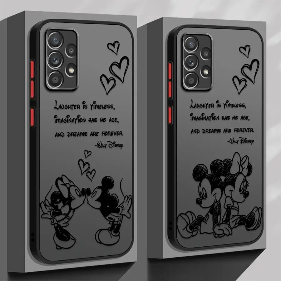 Case for Samsung Galaxy A54 A52 A14 A53 A34 A13 A12 A15 A16 A32 A21s A23 A51 A33 A71 Matte Phone Cover Disney Mickey Minnie Logo