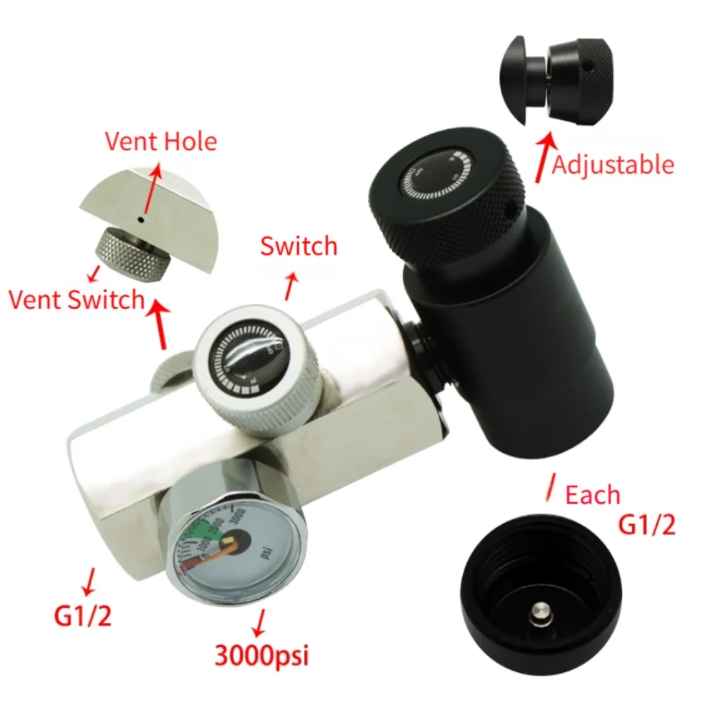 Diving G5/8 Thread Fill Valve Adapter with 24-inch Spring-Reinforced Hose and Compatibility with Multiple High-Pressure Sources