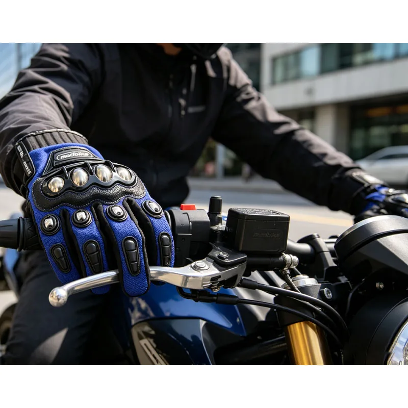 Breathable Spring Summer Full Finger Motorbike Gloves Stainless Steel Impact Protective Shell Motocross Off-road Racing Glove