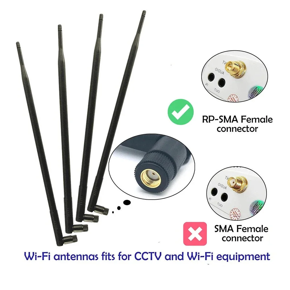 Black 9dBi RP-SMA Dual Band WiFi Antenna For 2.4GHz 5GHz Routers And USB PCI WiFi Adapters Stable Reliable Performance