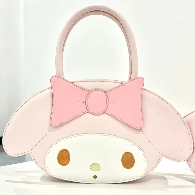 Sanrio Melody Cinnamoroll Hellokitty Pu Bag Cute Cartoon Girl Heart Face  Handheld Diagonal Span Large Capacity Storage Students