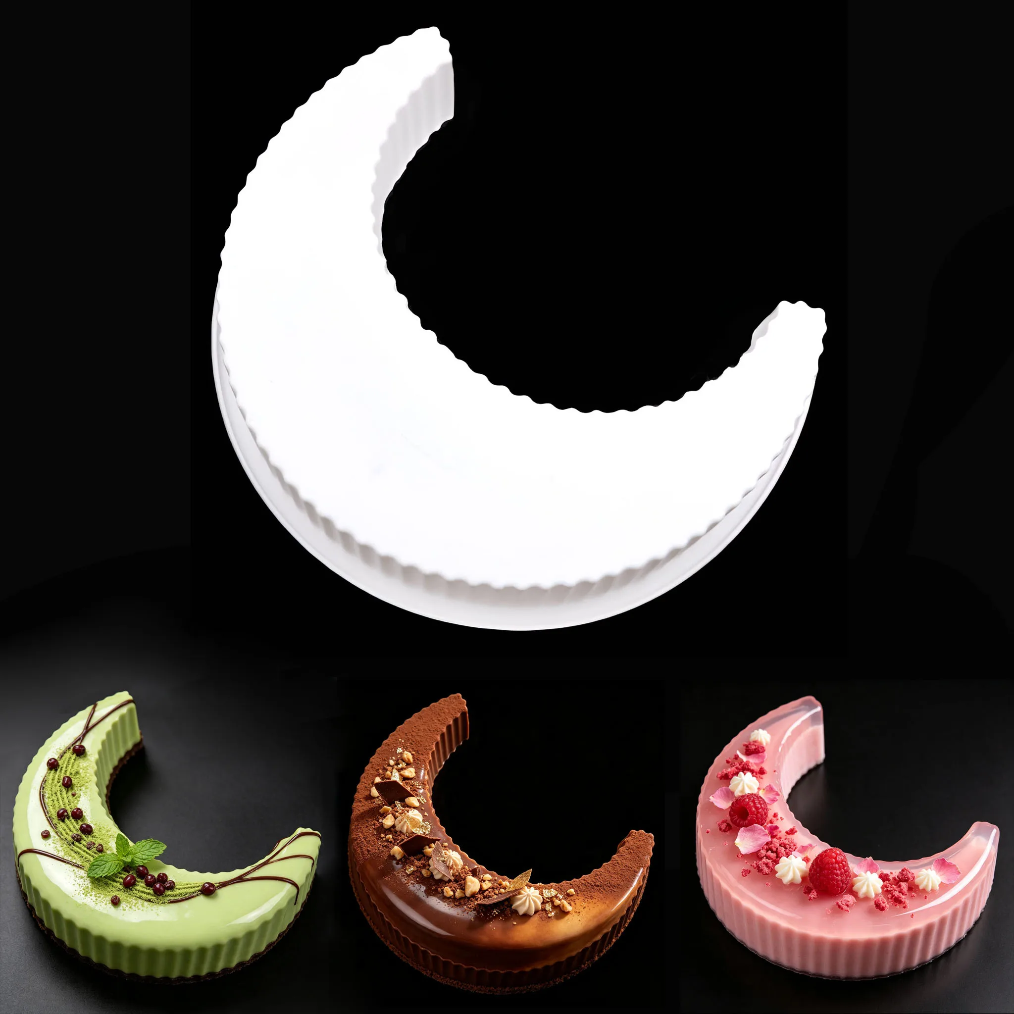 Crescent Moon Silicone Mold for Mousse Cake DIY Dessert Making Baking Pan Kitchen Accessories