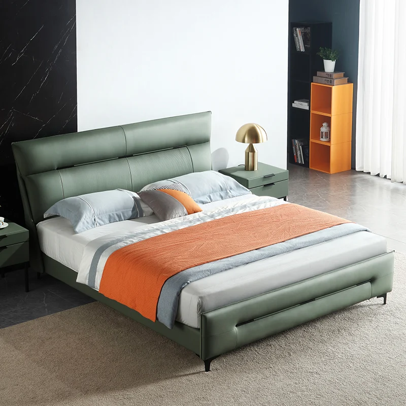 Minimalist Leather Bed Upholstered Master Bedroom Double Bed Home Bedroom Bed Frame High Quality Bed