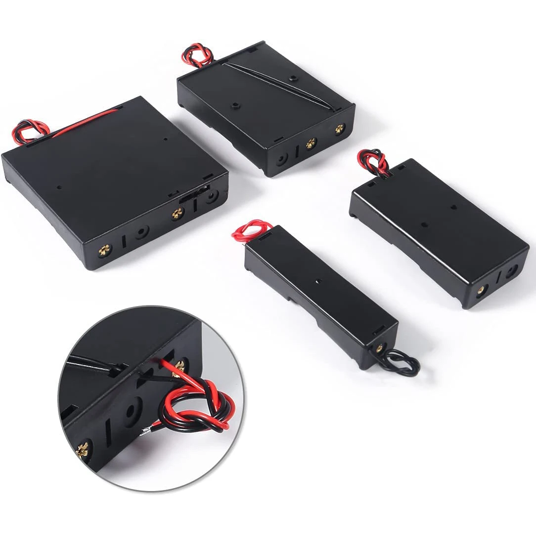 18650 Battery Case Holder with Lead Wire Bundle, 1/2/3/4 Slots 3.7V Series Circuit DIY Battery Storage Holder Box Case with Lead