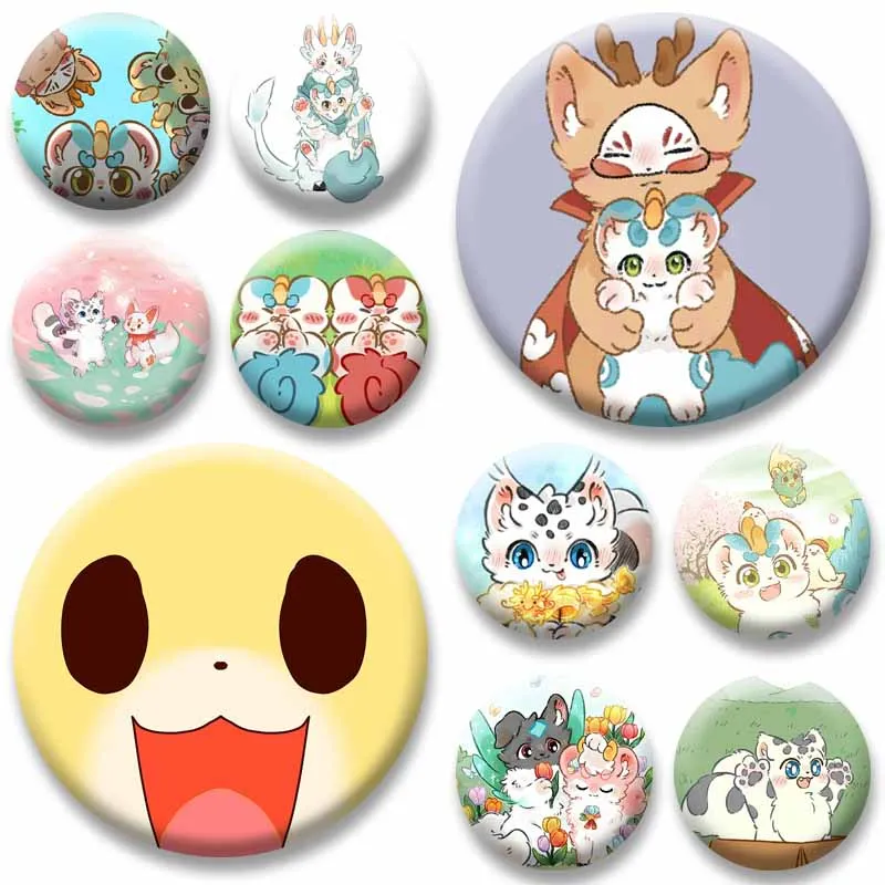 Cute Anime Fabulous Beasts Can Badges Cartoon Animal Round Brooch Fashion Jewelry Pins Bag Hat Shoes Ornament Accessories Gifts