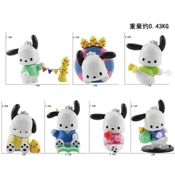 Miniso Pochacco Model Doll Pochacco Action Anime Figures Flower and Youth Series Doll Toys Esports Room Desktop Ornaments Gifts