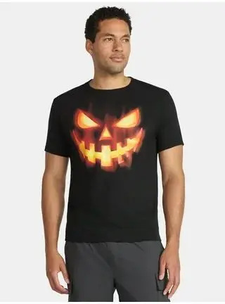 هالوين الخفافيش وجاك أو 'فانوس تي شيرت الشارع تي شيرت تقليدي المتضخم لينة وخفيفة الوزن Harajuku للرجال والنساء #2