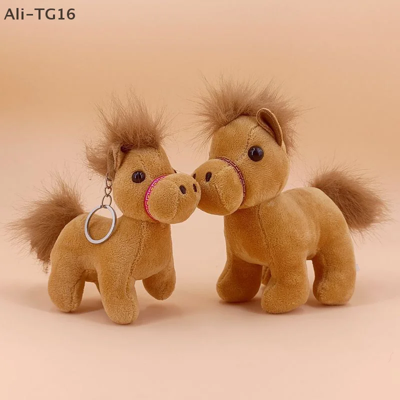 Simpatico cavallo peluche portachiavi cartone animato morbido peluche bambola ciondolo chiave auto zaino decorazione borsa
