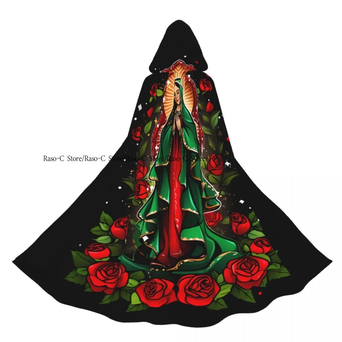 Adult Cloak Cape Hooded Our Lady Of Guadalupe Virgin Mary Medieval Costume Witch Wicca Vampire Elf Purim Carnival Party