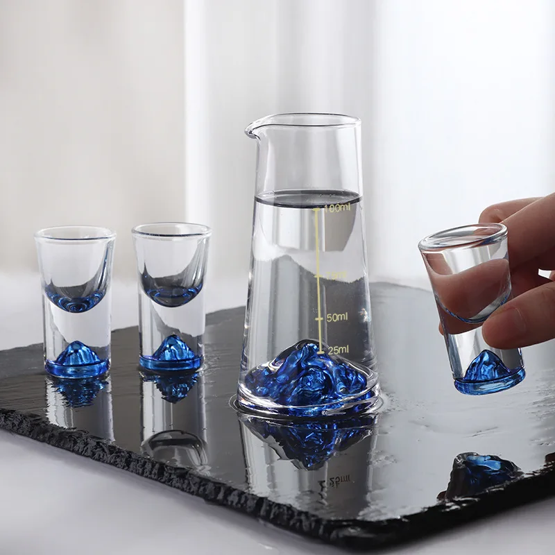 Crystal Liquor Vodka Shot Glass Blue Mountain Wine Glasses Whiskey Glass Spirits Japanese Sake Korean Soju Brandy Shot Cup