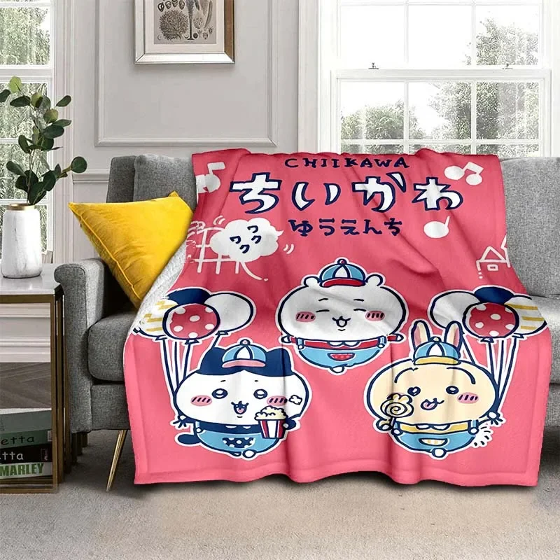 Cute Cartoon Chiikawa Room Warming Decorative Blanket Comfortable Soft Portable Travel Picnic Blanket Gift for Family or Friends