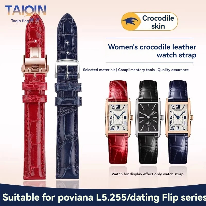 14mm 15mm 16mm 17mm 18mm Universal Watchband For Longines DolceVita L5.255 L5.512 L5.200 Crocodile leather Watch strap Women
