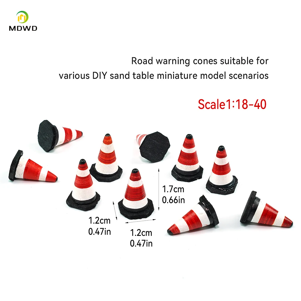 5pcs 1/32 Road Cone Ice Cream Tube Car Model Miniature Simulation Roadblock Traffic Scene Sand Table Props Road Simulation