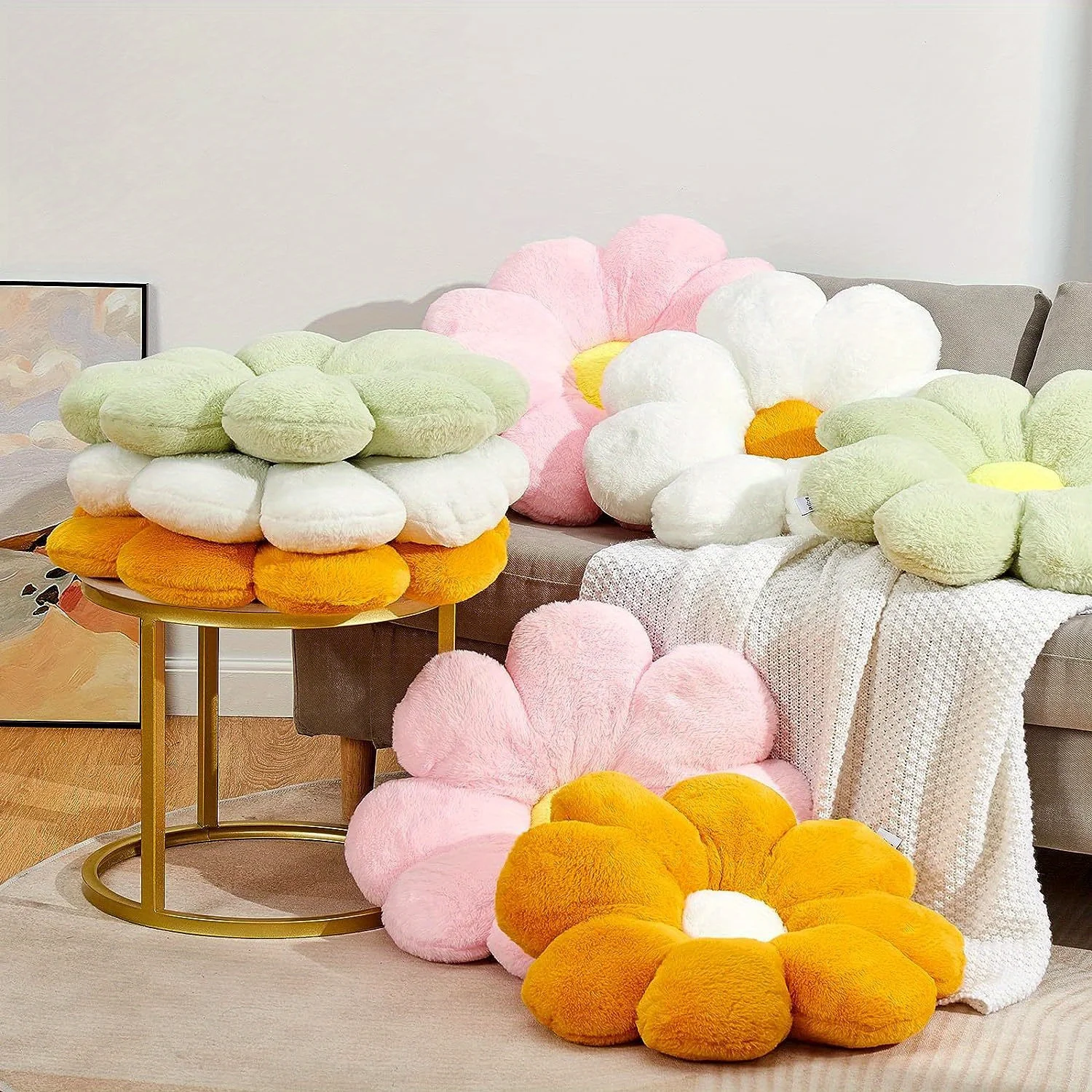 

2Pcs/set Cute Flower Shaped Throw Pillows, Decorative Flower Cushions for Sofa, Couch, Bed, Halloween Christmas Gift