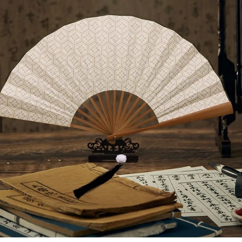 Chinese Style Folding Hand Fan Longmen Inn Chen Lijun Same Style Bamboo Fan Vintage Cosplay Prop for Hanfu Performance & Gift