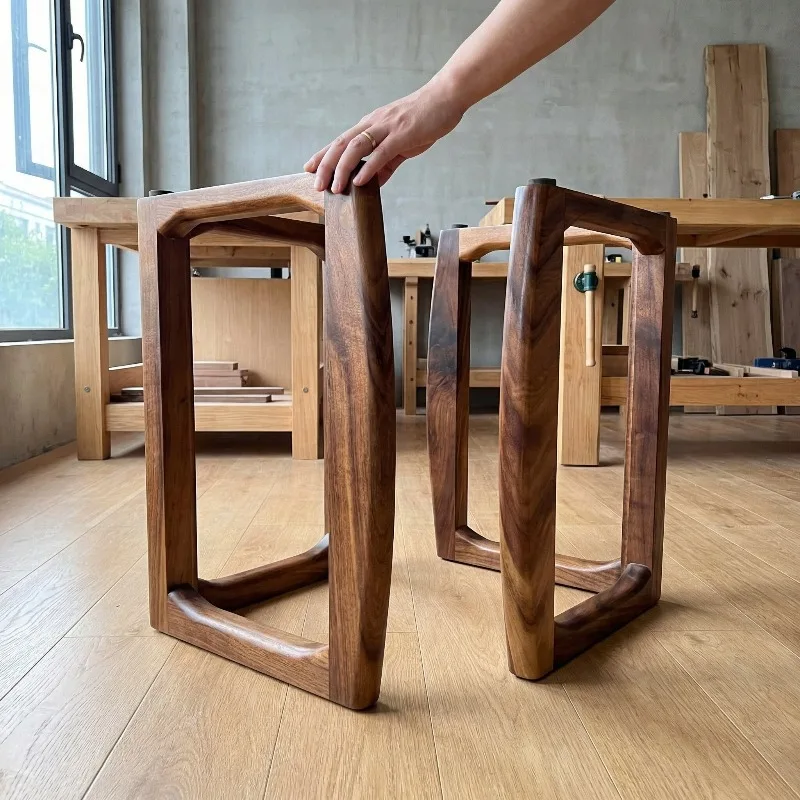 Modern V-shaped Walnut Table Legs Curved Solid Wood Furniture Support Feet Finished Stand for Dining Desk Furniture DIY Project