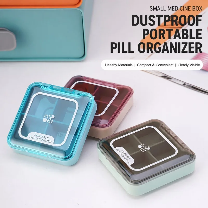 New Arrival Compact Pill Box Transparent Visible Compartment Sealed Medicine Organizer Outdoor Portable Household Daily Health