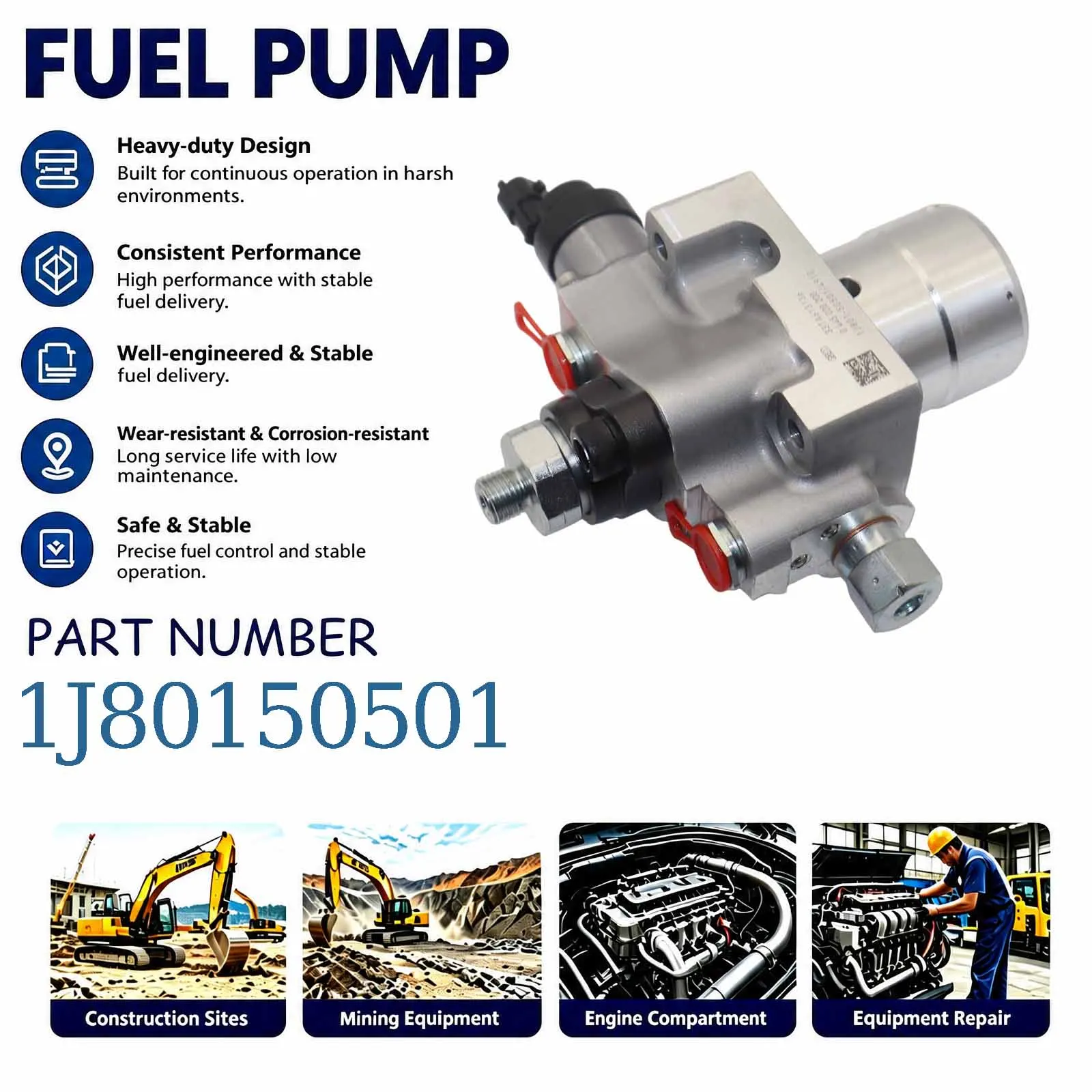 1J801-50500 1J801-50502 Fuel Injection Pump Compatible for Kubota KX040-4 U48-5 Excavator