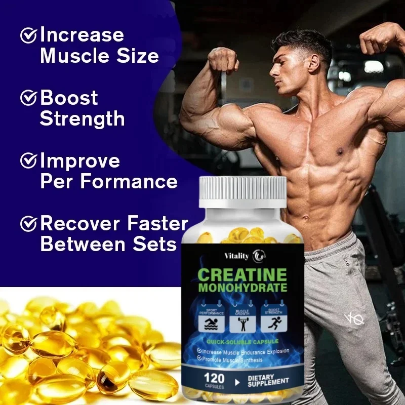 Creatine Capsules - Pre-Workout Muscle Booster - Creatine Monohydrate Capsules for Maximum Performance, Suitable for Men & Women