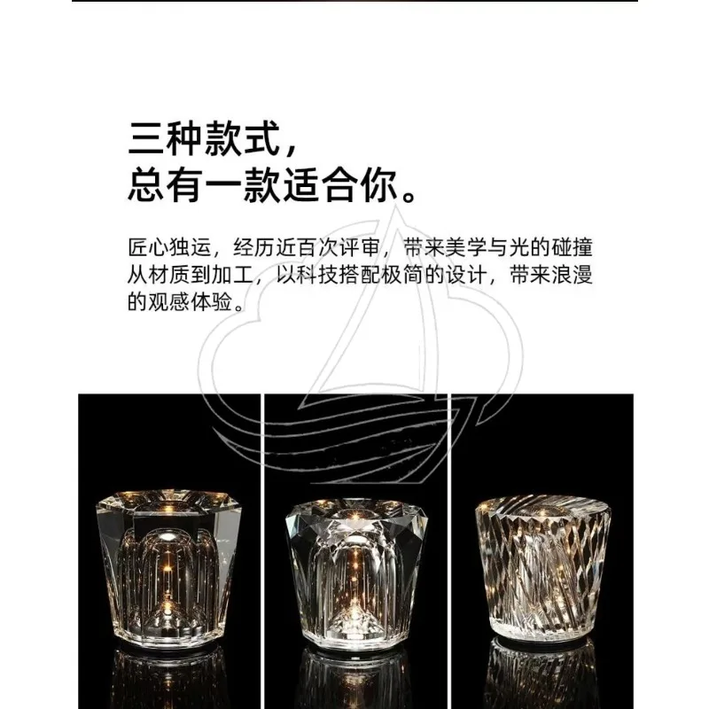High Grade Crystal LED Night Light Rechargeable Table Lamp for Bar Restaurant Dining Table