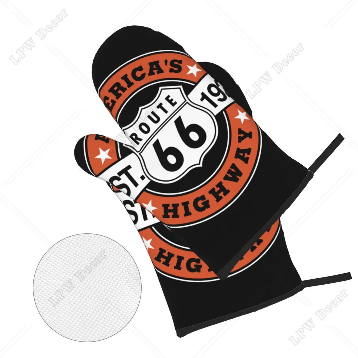 Route 66 Oven Mitts and Pot Holders for Kitchen 4pcs Sets America's Highway Biker Heat Resistant Baking BBQ Cooking Gloves