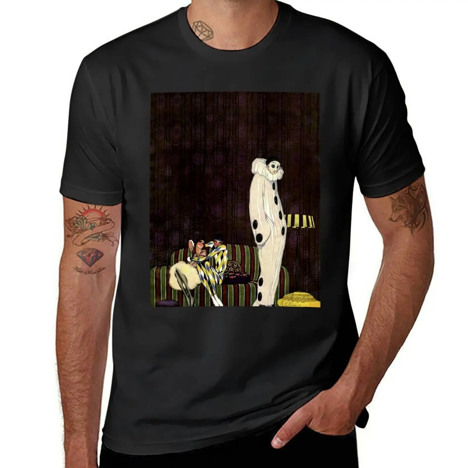 “1920 Art Deco Pierrot” Magazine Cover by William Bolin T-Shirt new edition korean fashion heavyweights mens t shirt graphic