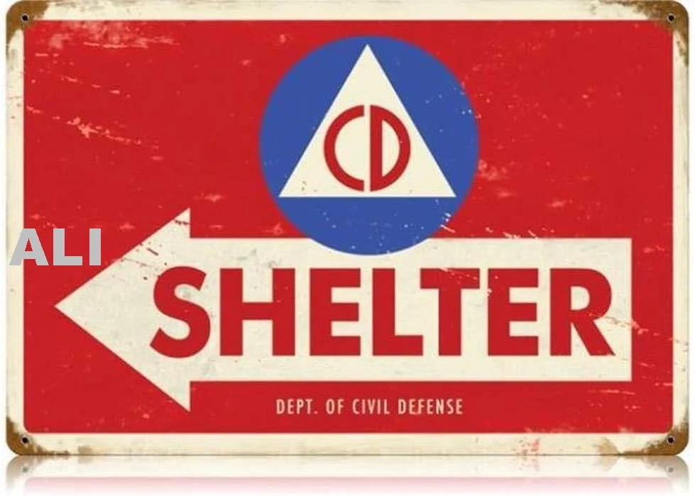 Civil Defense Metal Tin Sign With Rustic Retro Decorative Sings For Cafe Home 8 X 12 Inches sign
