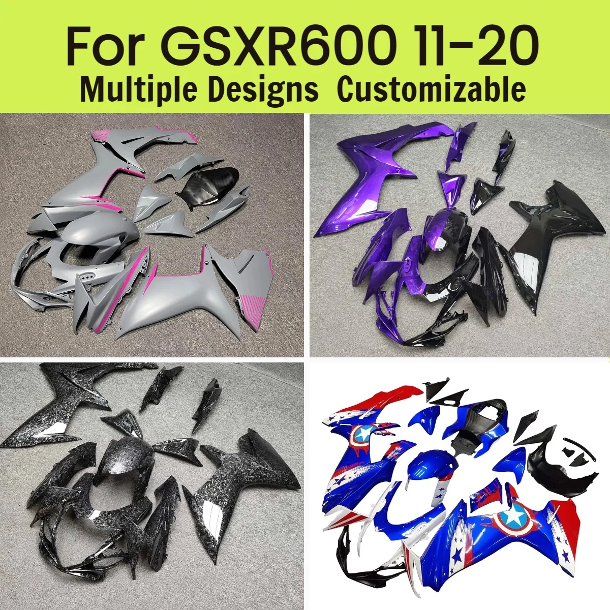 GSXR600 GSXR750 2011-2020 Prime Fairings for GSXR 600 750 11-20 Carbon Fibre ABS Injection Plastic Full Body Fairing Kit