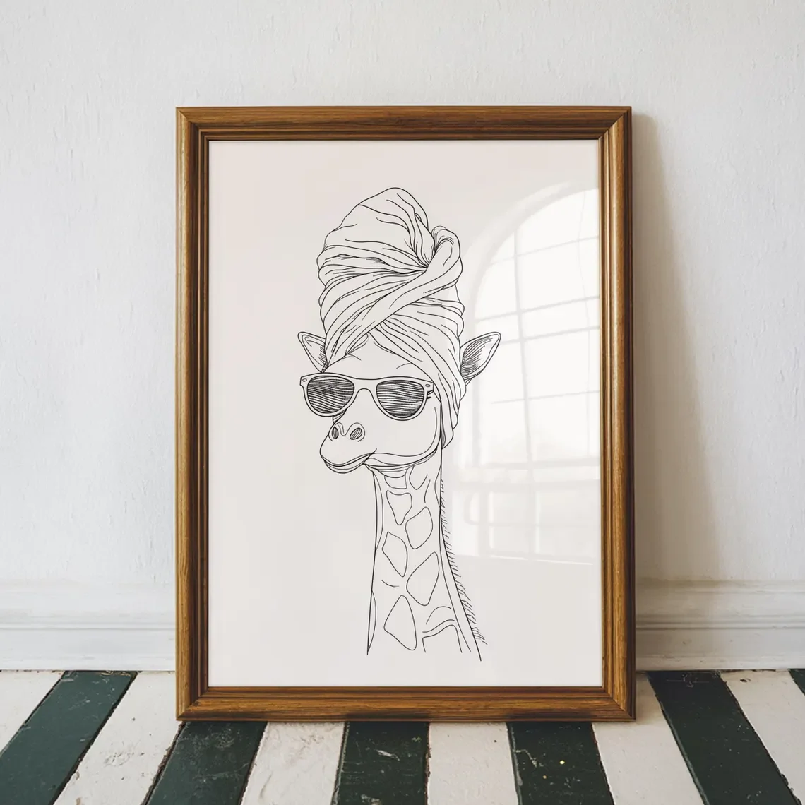 Giraffen-Badezimmer-Wandkunst, Giraffe mit Handtuch umwickelt, Retro-Druck, trendige Dekoration, Geschenke für neues Zuhause, Tier-Badezimmer-Druck