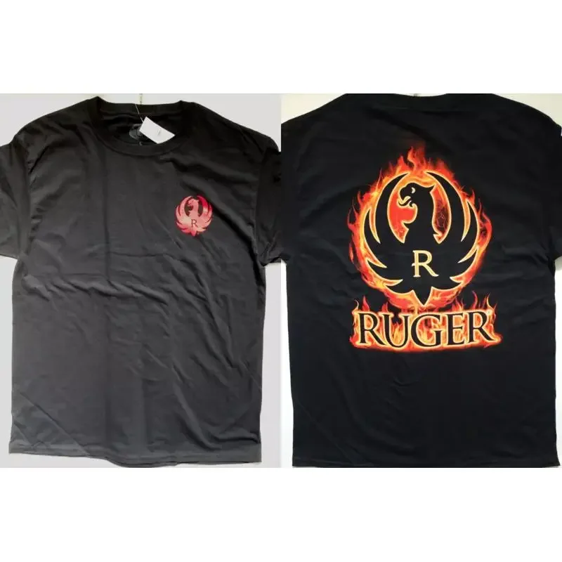 Ruger Gun Pistol Flames Logo Rugged Reliable Firearms Licensed T Shirt Size S 4X