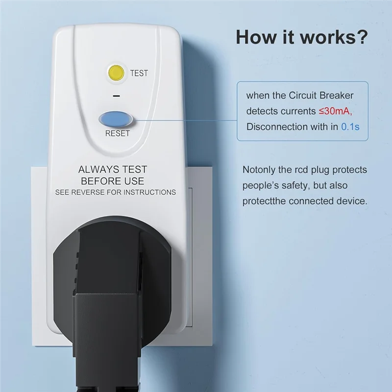 

M11K-UK Стандартная вилка RCD 13A Белый поликарбонат 30 мА Защита от утечки Адаптер гнезда PRCD Британская вилка
