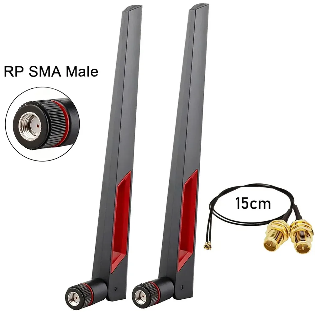 2 Stück WLAN-Antenne Dual-Band 2,4GHz 5,8GHz Hochleistungsantenne mit I-P-X zu RP-SMA 15CM Kabel für PCIe Wireless Router PC Desktop Repeater