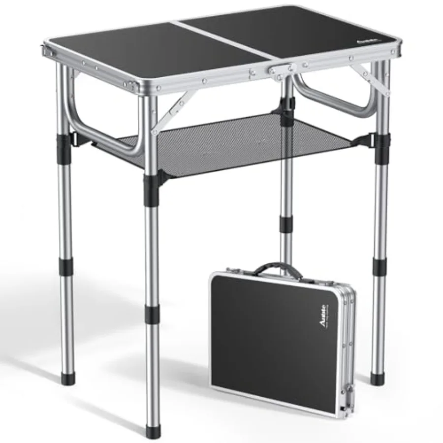 

Folding Camping Table Aluminum 24" x 16" Adjustable Height Small Folding Table with Carrying Handle Lightweight Portable Campin