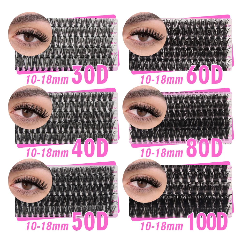 ANNAFRIS 30-100D Wimpern Cluster MIX10-18mm Natürliche weiche flauschige individuelle Wimpernverlängerungen DIY Faux Nerz Wimpern