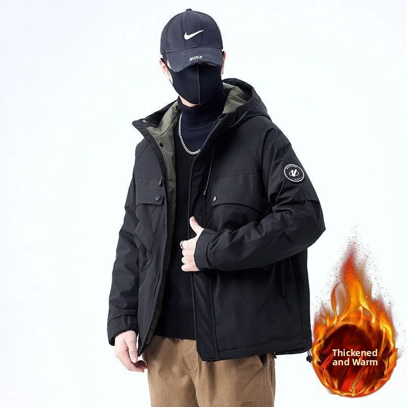 

Уличная зимняя тяжелая хлопковая куртка с капюшоном, удерживающая тепло, защита от ветра, морозостойкая спецодежда, полиэфирное волокно