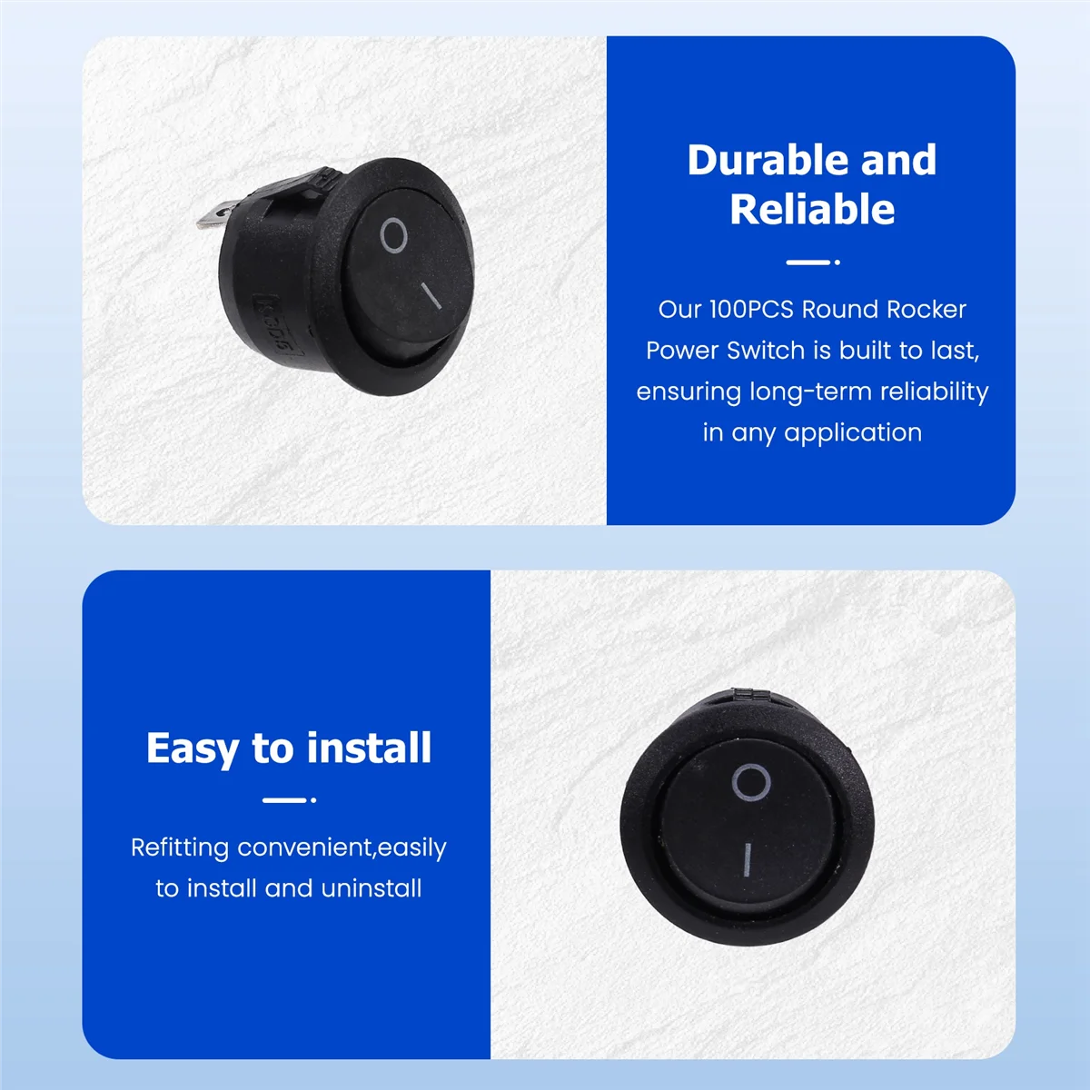 

100PCS Round Rocker Power Switch 6A 250V AC 2Pin 2Position ON/Off Power Boat Switches SPST Black Button Mini Round Black