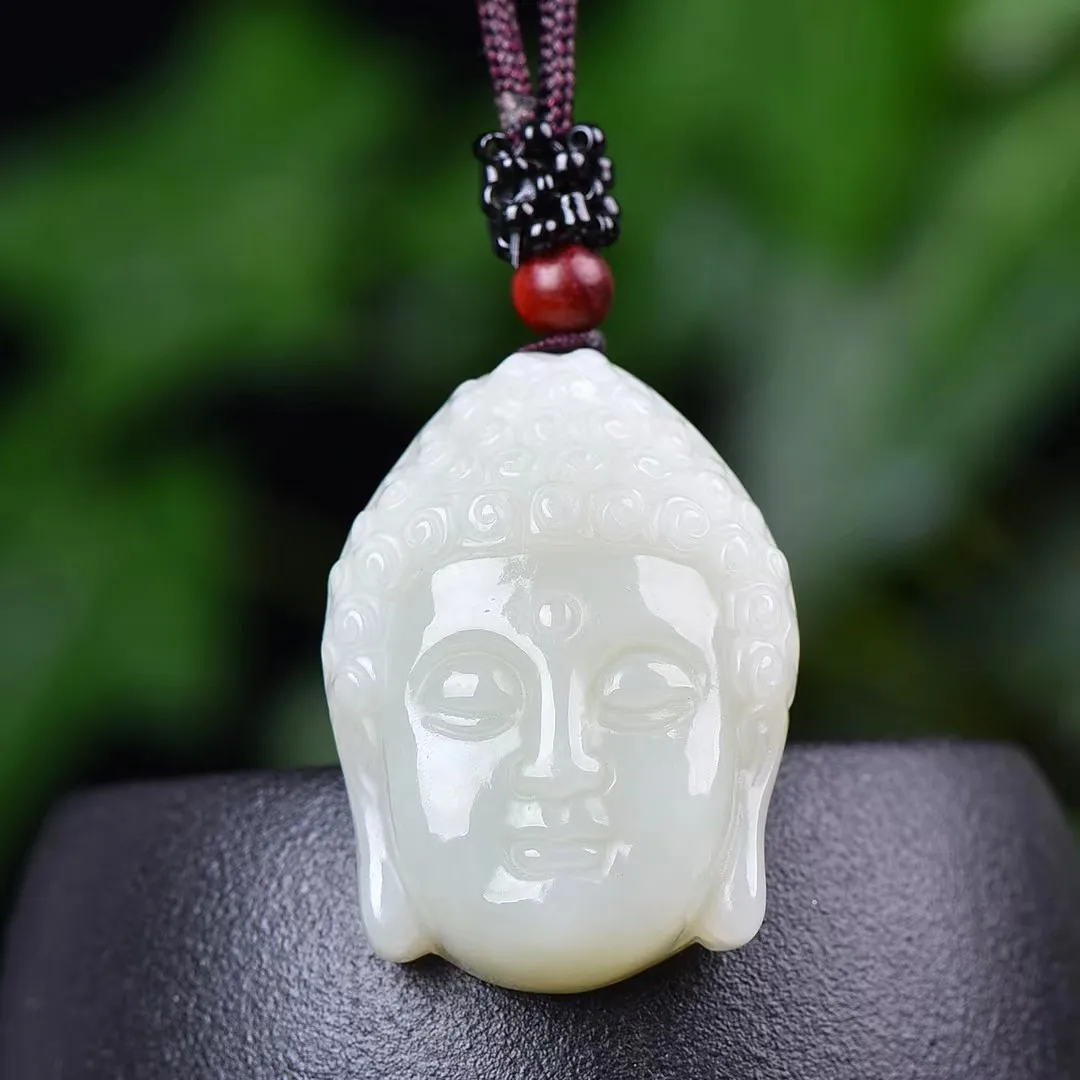 Hetian Jade Buddha Head Pendant Ornaments 1527#