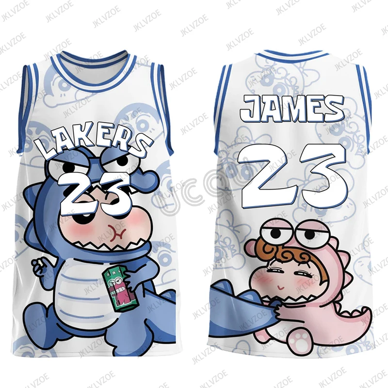 

Summer New Cartoon Crayon Shin-chan James Lakers 23 Print Vest For Women Casual Sleeveless Tank Top Outdoor Sports Couple Tops