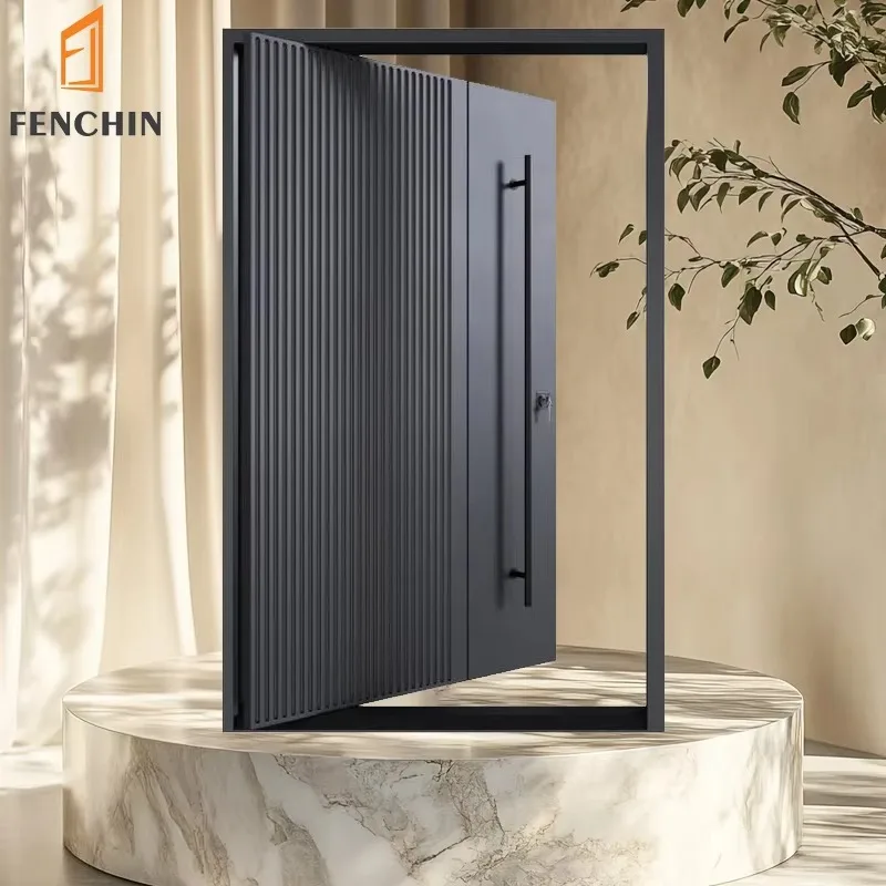Customized Manufacturer Custom High Quality Main Steel Pivot External Security Doors For House Metal Front Entry Exterior Door