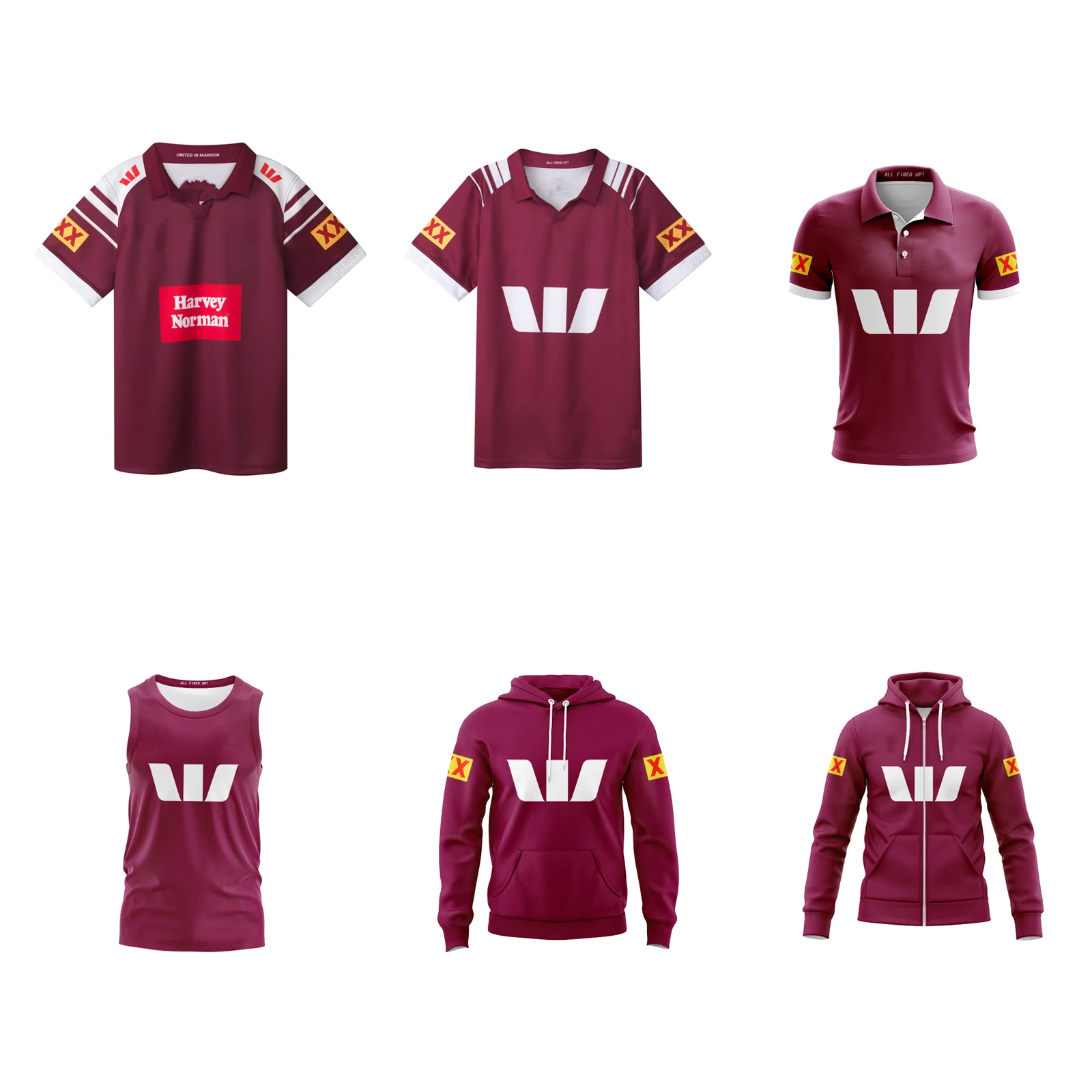 2025  QLD Maroons  Mens Home Rugby Jersey Hoodies Vest Customize