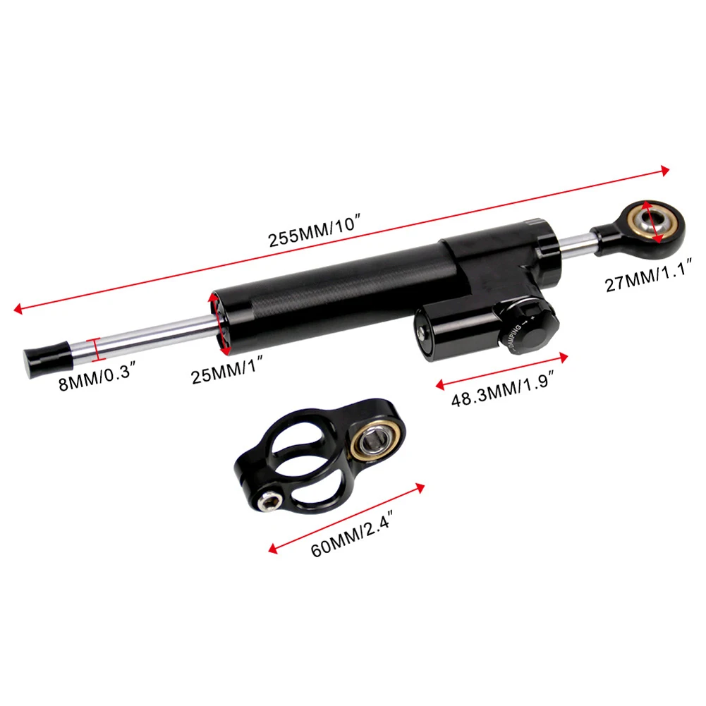 Ammortizzatore di sterzo per moto Ammortizzatore da 330 mm Ammortizzatore di direzione in lega di alluminio Buffer di smorzamento Parti di retrofit per moto resistenti all'usura