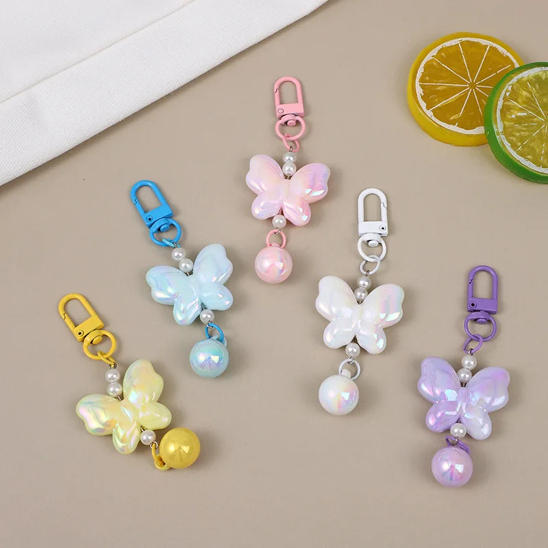Fashion Bow Pearl Pendant Keychain Charming Keyring Student Girls Women'S Bag Backpack Handbag Pendant Headphone Case Jewelry