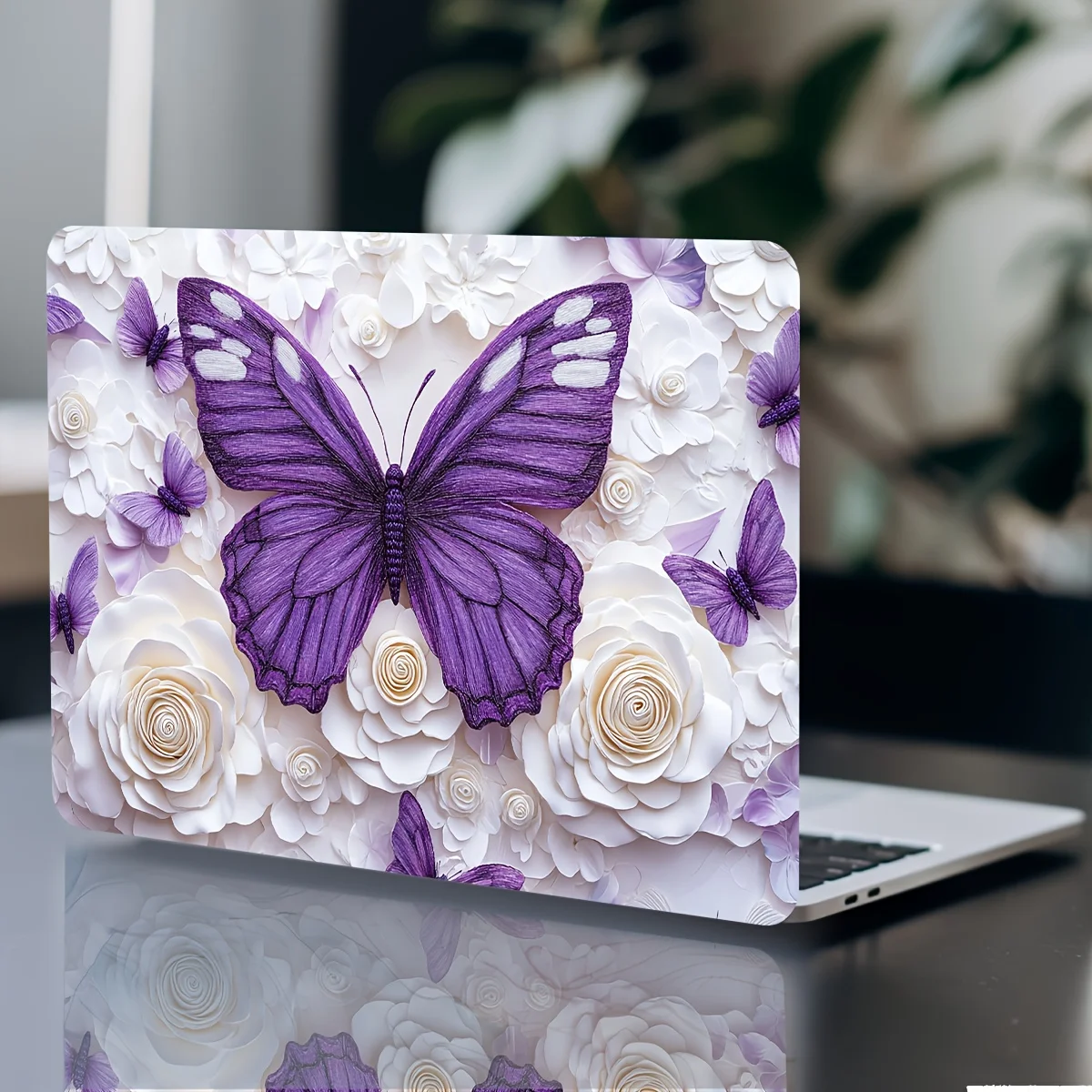 Lot de 2 autocollants décoratifs pour ordinateur portable, motif papillon, autocollants universels pour netbook, autocollants non réutilisables pour ordinateur portable