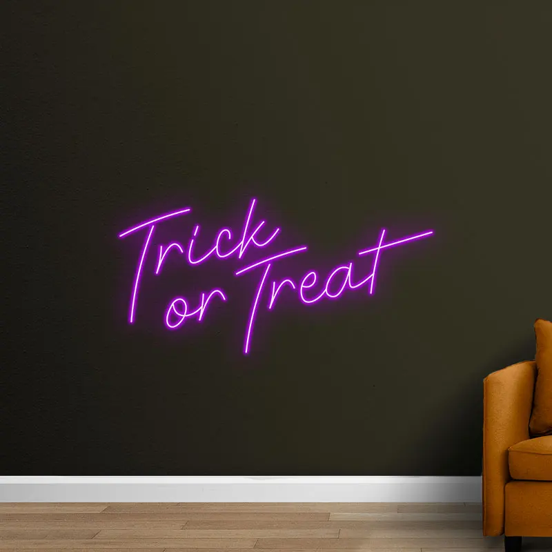 Trick or Treat Neon Light Sign, Spooky Halloween Decoration, Perfect for Party, Home Decor and Creating a Fun Holiday Atmosphere