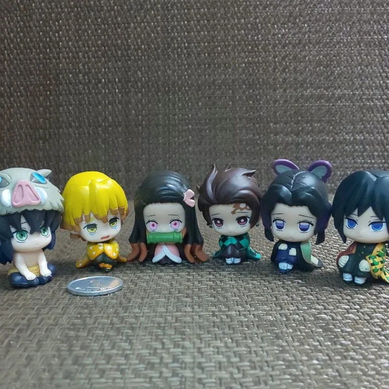 Demon Slayer Gashapon — Tanjiro, Inosuke, Giyu, Nezuko, Zenitsu — Cross — фигурки ожидания на ногах