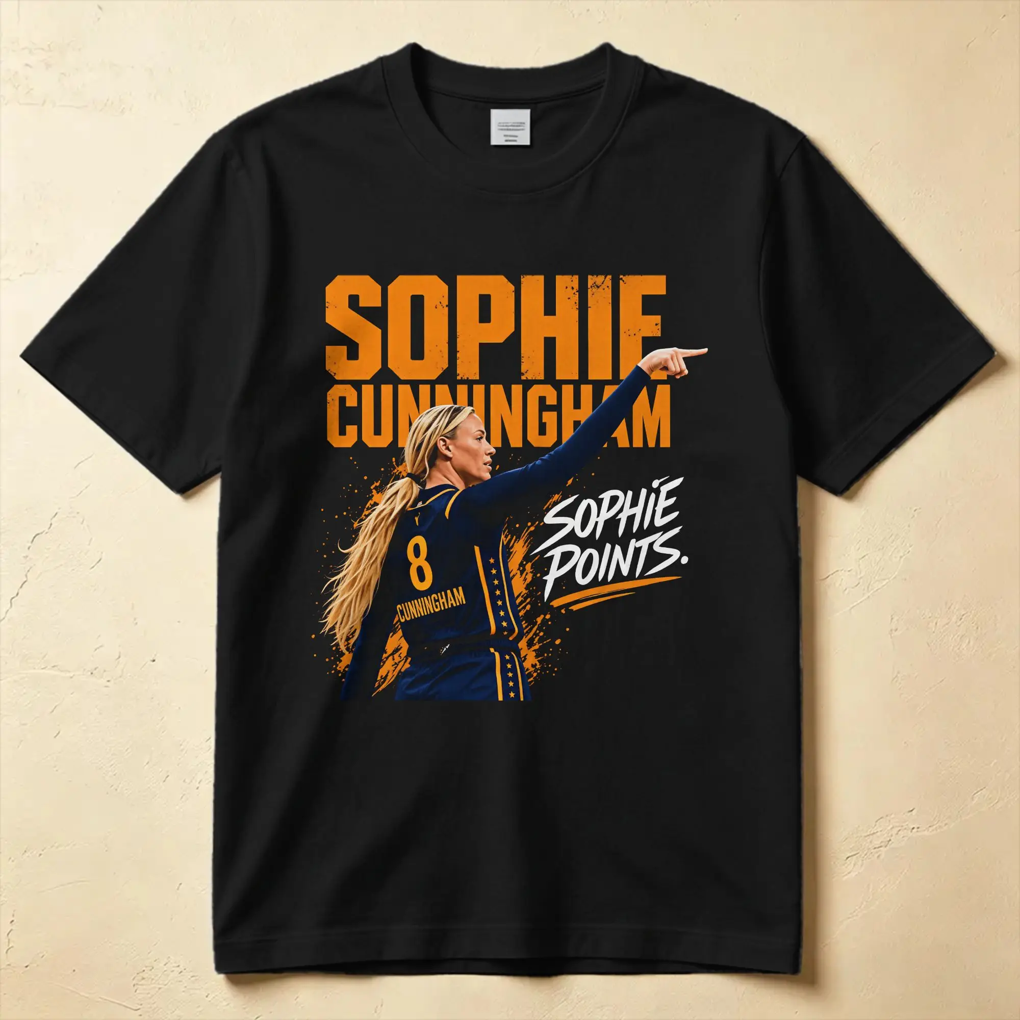 Herren-T-Shirts „Sophie Cunningham Pointing“ aus Baumwolle, Sommer-Vintage-Kurzarm-T-Shirt mit O-Ausschnitt, Harajuku, lockeres T-Shirt – Detail 5