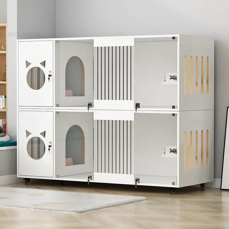 

Multi-layer Cats Villa Large Free Space Cats Cage Home Indoor Light Luxury Solid Wood Cat House Breathable Pet House Pet Cabinet