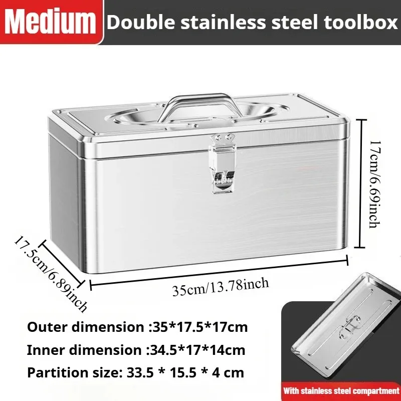 Suitable for Tool Case Stainless Steel Electronic Toolbox Organization of Tools Suitcase Portable Waterproof Large Hard Case
