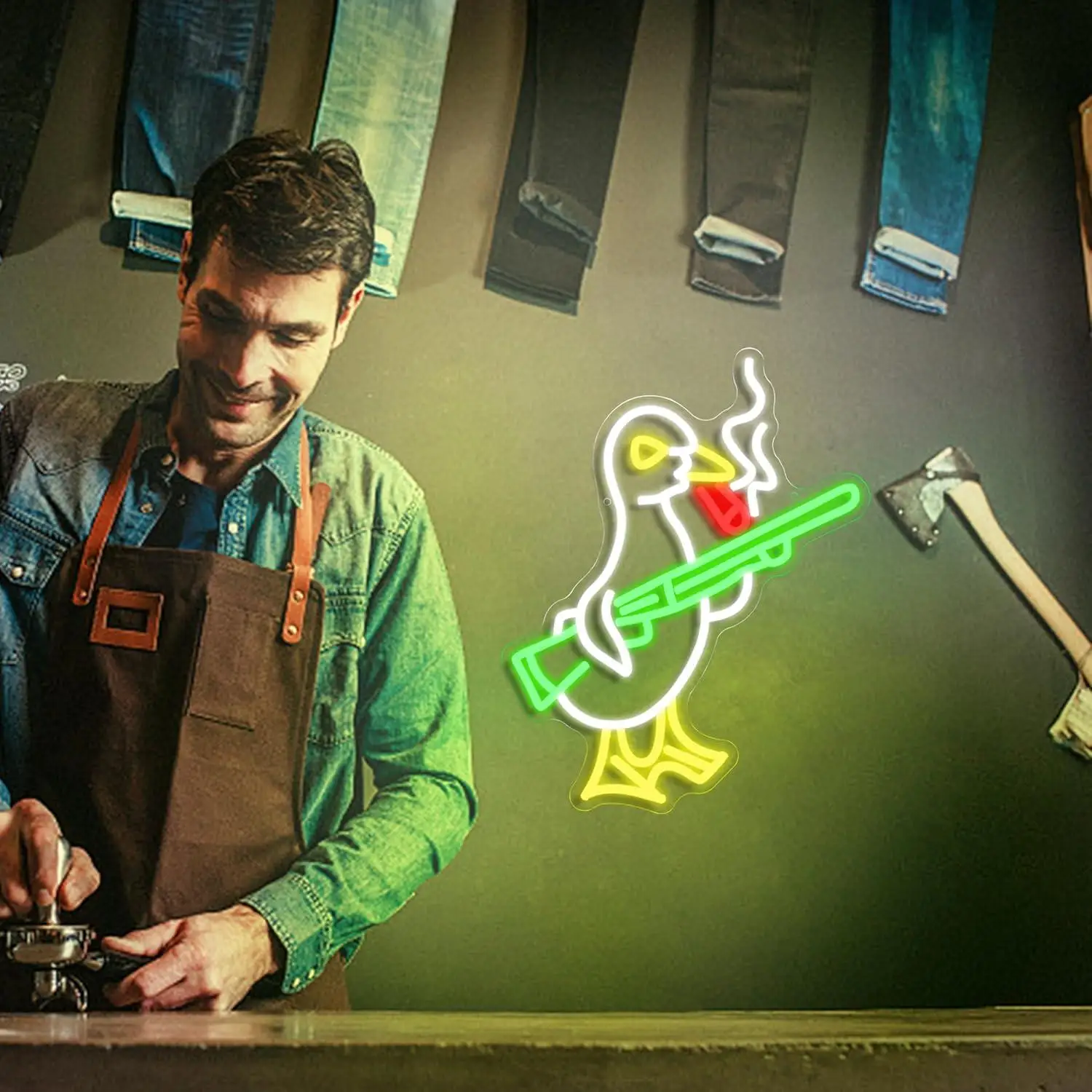 Cool Duck Neon Sign USB Dimmable LED Light for Bedroom Game Room Bar Party Club Man Cave Aesthetic Wall Decor Gifts Night Light