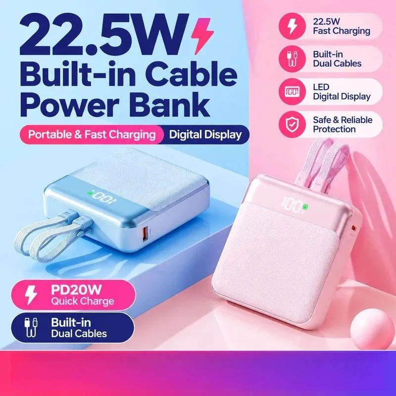 22.5W Fast Charging Power Bank 20000mAh Large Capacity Portable Mobile Power Supply